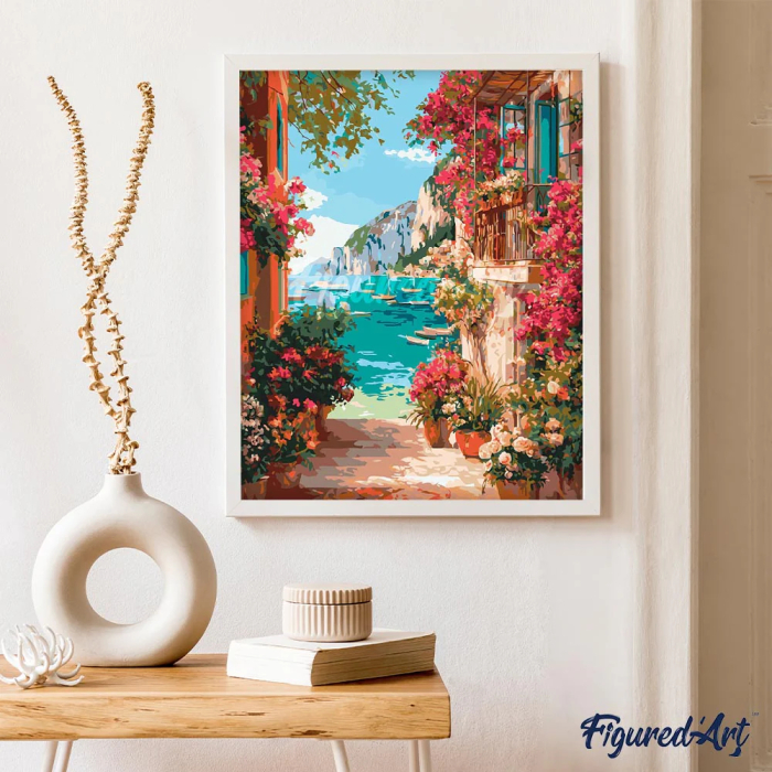 Set pictura pe numere, cu sasiu, Peisaj de pe riviera italiana, 40x50 cm [3]