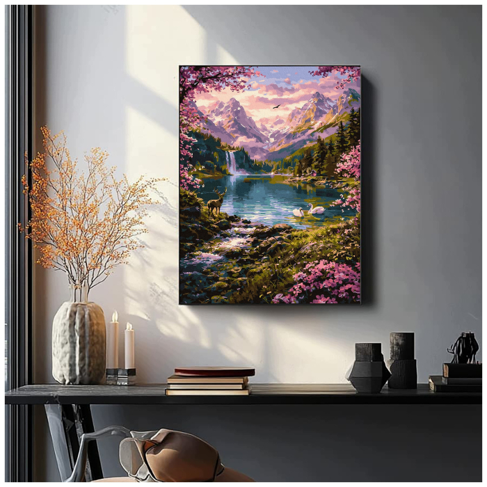 Set pictura pe numere, cu sasiu, Cascada mirifica, 40x50 cm [2]