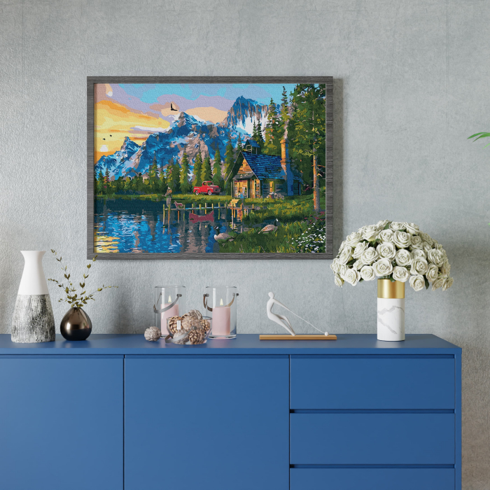 Set pictura pe numere, cu sasiu, Casuta pescarului, 40x50 cm [4]