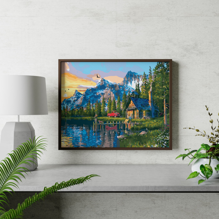 Set pictura pe numere, cu sasiu, Casuta pescarului, 40x50 cm [3]