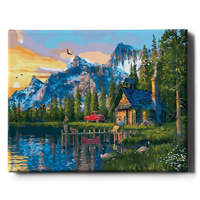 Set pictura pe numere, cu sasiu, Casuta pescarului, 40x50 cm [2]