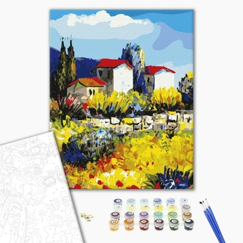 Set pictura pe numere, cu sasiu, Peisaj rural, 40x50 cm [2]