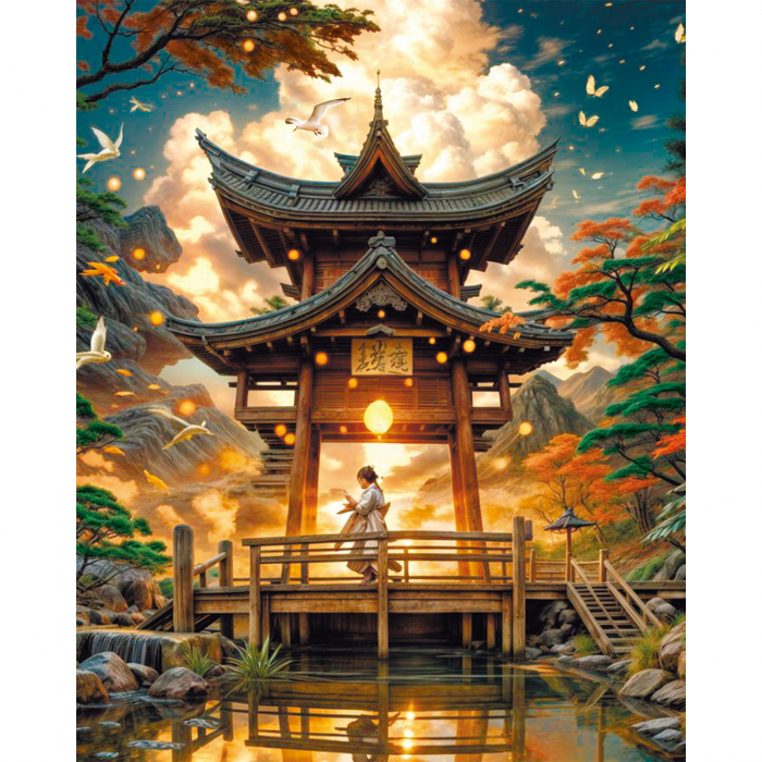 Set pictura pe numere, cu sasiu, Templu in munti, 40x50 cm [1]