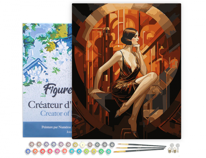 Set pictura pe numere, cu sasiu, Femeie sezand - Art Déco, 40x50 cm [2]