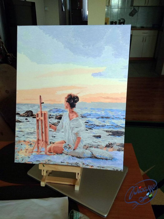 Set pictura pe numere, cu sasiu, Pictand apusul, 40x50 cm [3]