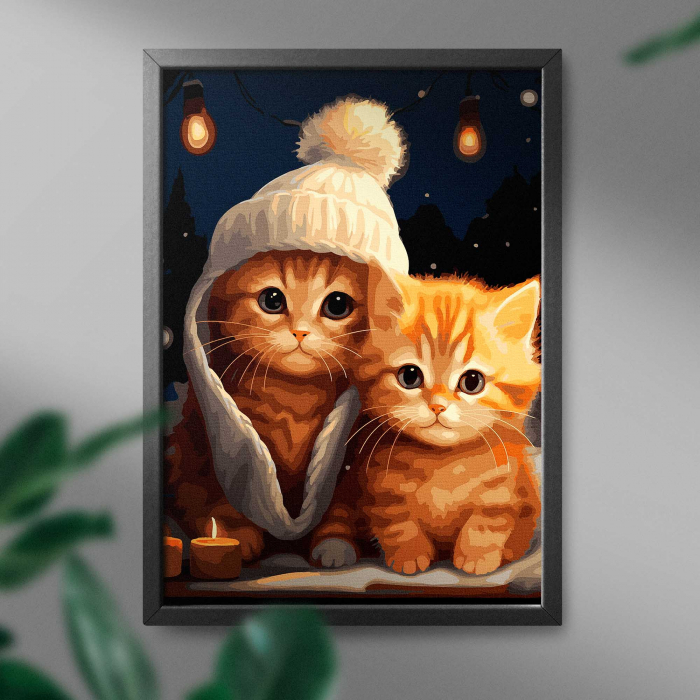 Set pictura pe numere, cu sasiu, Pisici roscate, 40x50 cm [3]