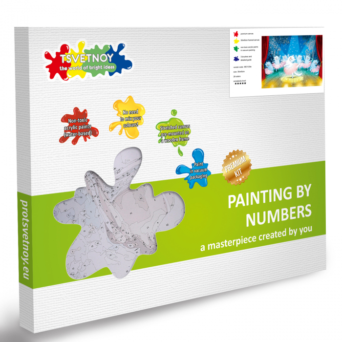 Set pictura pe numere, cu sasiu, Pisici - balerine [7]