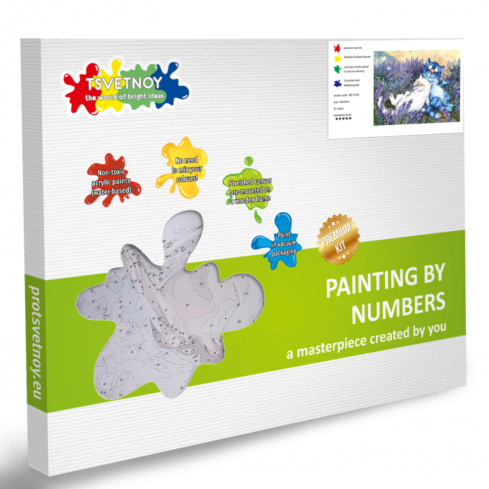 Set pictura pe numere, cu sasiu, Pisici - in Lanul de Levantica [5]