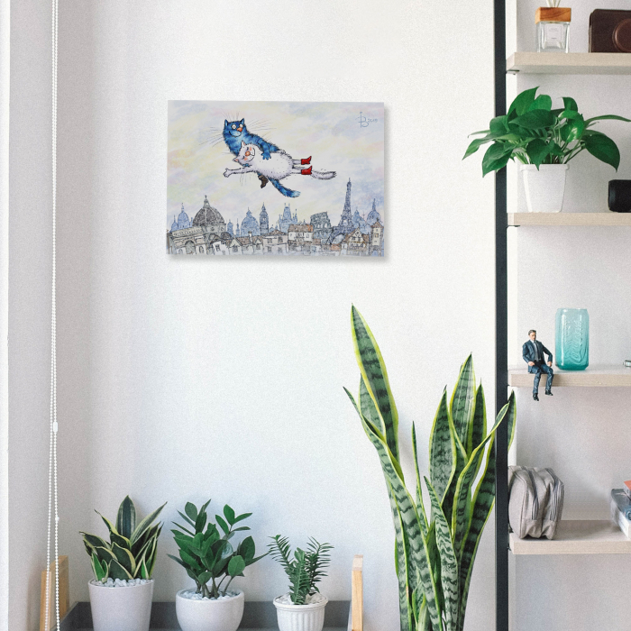 Set pictura pe numere cu sasiu, Pisici - Zbor in Vis 30x40 cm [5]