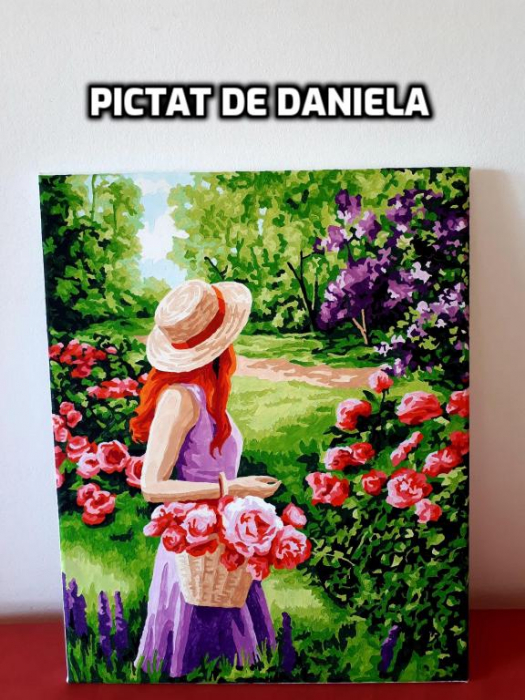 Set pictura pe numere, cu sasiu, Plimbare in gradina, 40x50 cm [5]