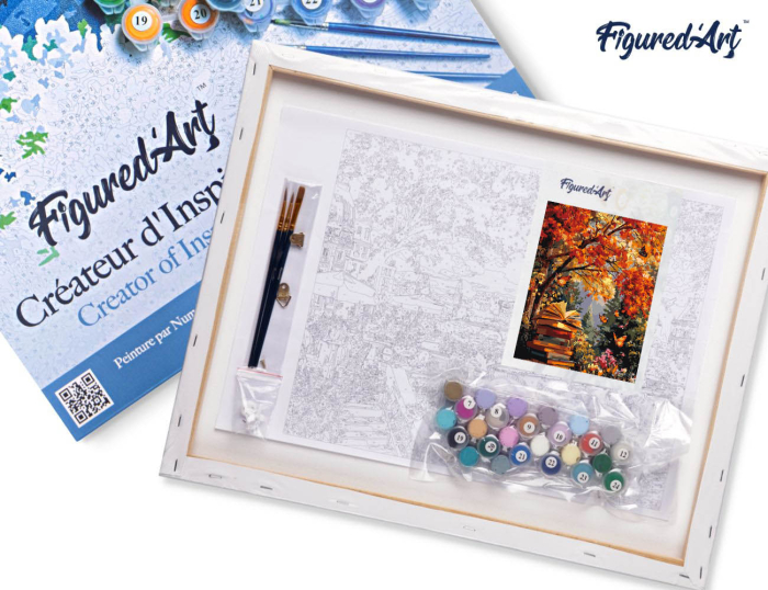 Set pictura pe numere, cu sasiu, Lectura de toamna cu fluturi, 40x50 cm [7]