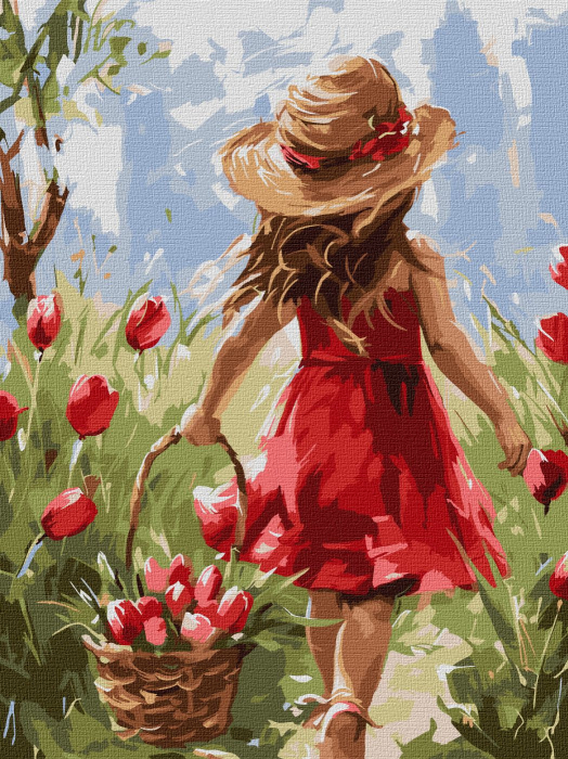Set pictura pe numere, cu sasiu, Bucurie in gradina, 30x40 cm [1]