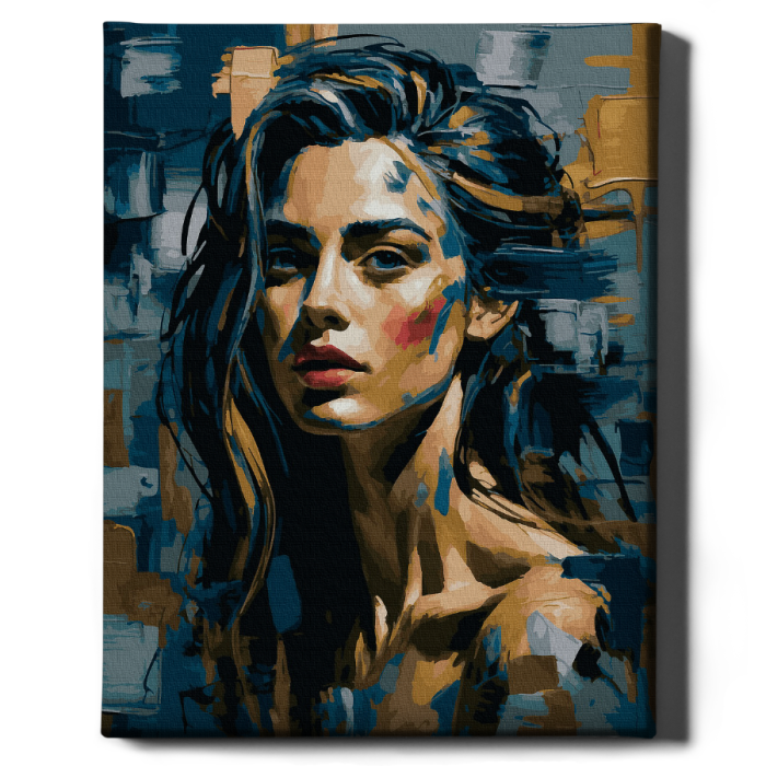 Set pictura pe numere, cu sasiu, Atitudine - vopsea aurie, 40x50 cm [2]