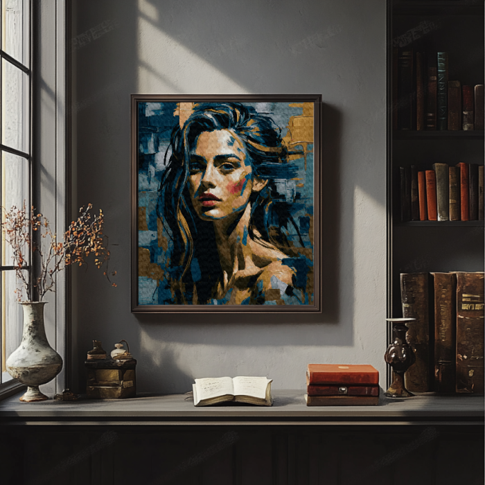 Set pictura pe numere, cu sasiu, Atitudine - vopsea aurie, 40x50 cm [4]