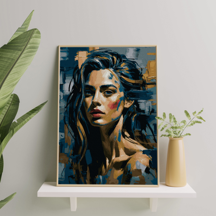 Set pictura pe numere, cu sasiu, Atitudine - vopsea aurie, 40x50 cm [3]