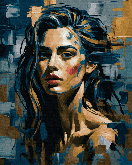 Set pictura pe numere, cu sasiu, Atitudine - vopsea aurie, 40x50 cm [1]