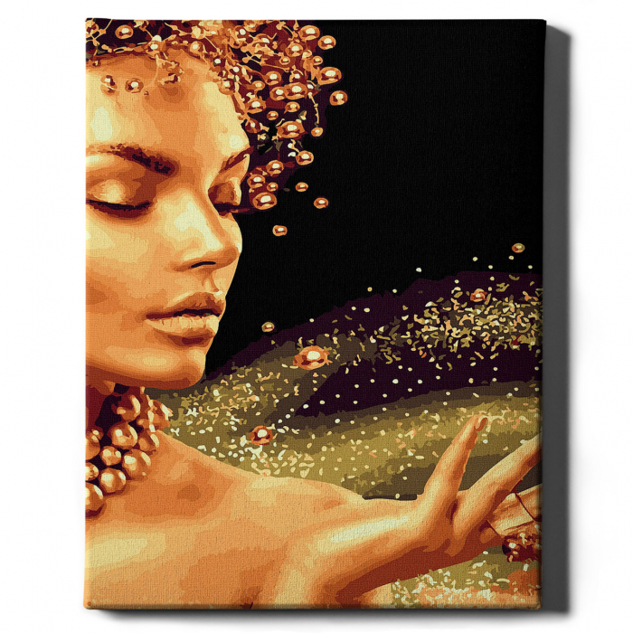 Set pictura pe numere, cu sasiu, Praf de aur - vopsea aurie, 40x50 cm [2]