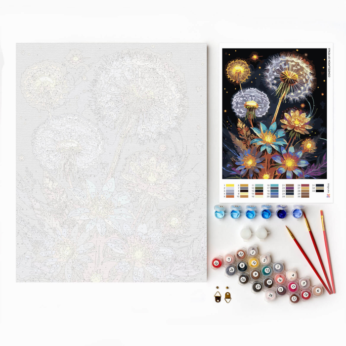 Set pictura pe numere, cu sasiu, Constelatie de petale, 40x50 cm [5]