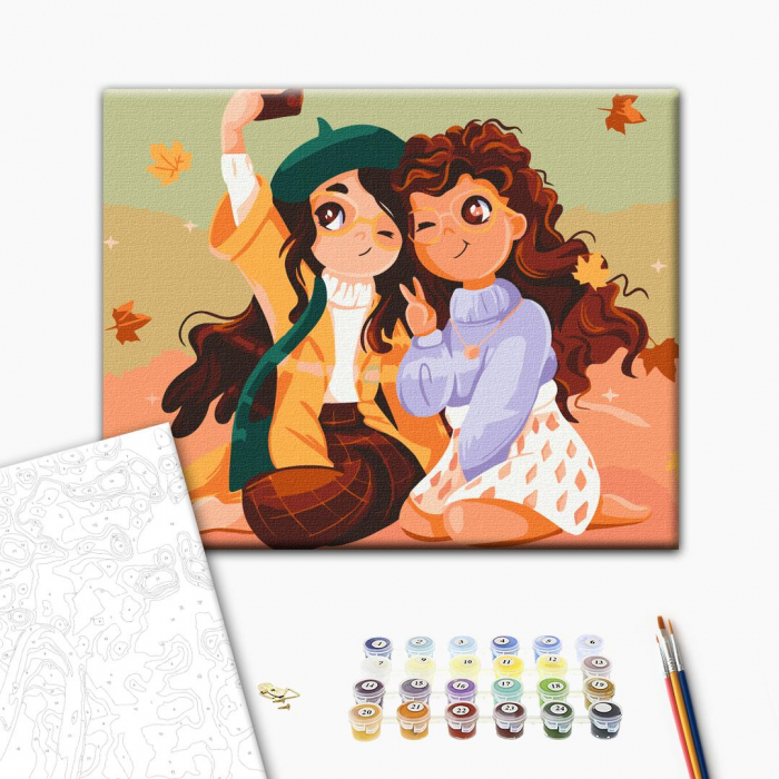 Set pictura pe numere, cu sasiu, Prietene, 30x40 cm [2]