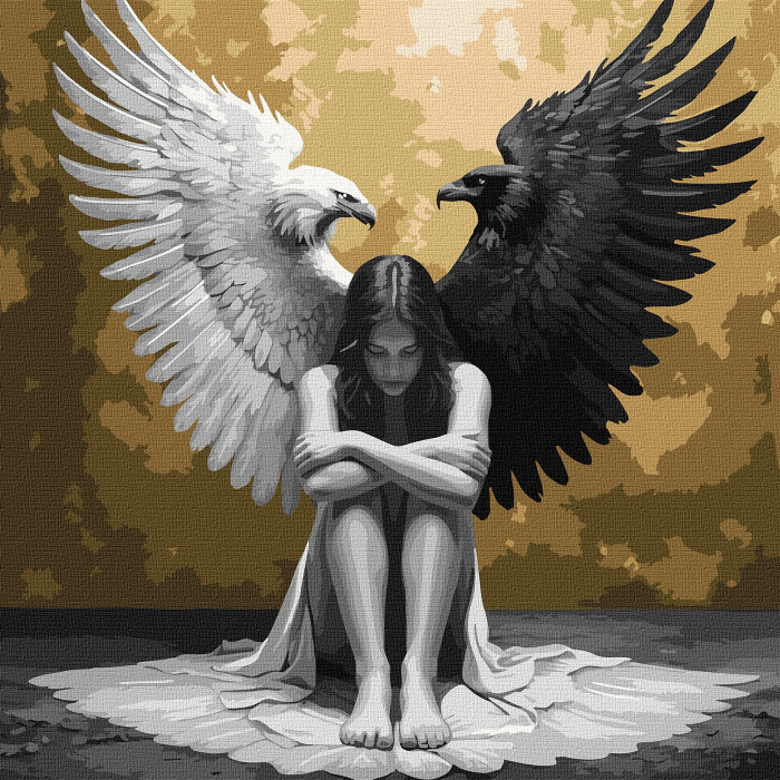 Set pictura pe numere, cu sasiu, Fatetele sufletului, culori metalizate, 40x40 cm [1]