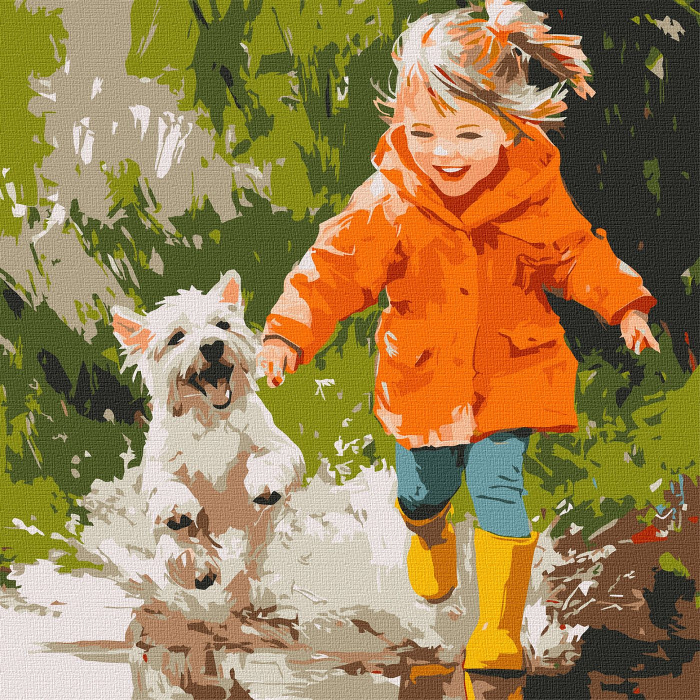 Set pictura pe numere, cu sasiu, Sarind prin baltoace, 40x40 cm [1]