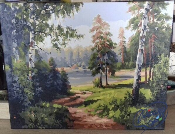 Set pictura pe numere, cu sasiu, Carare in padure, 40x50 cm [3]