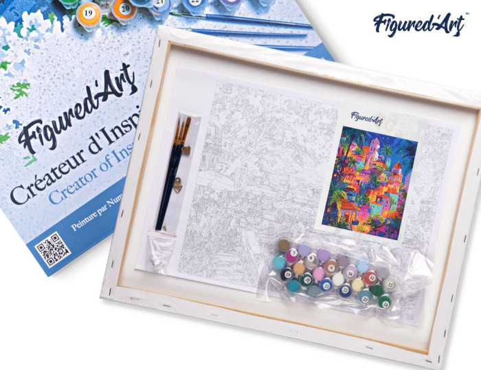 Set pictura pe numere, cu sasiu, Oras tropical de vis, 40x50 cm [7]