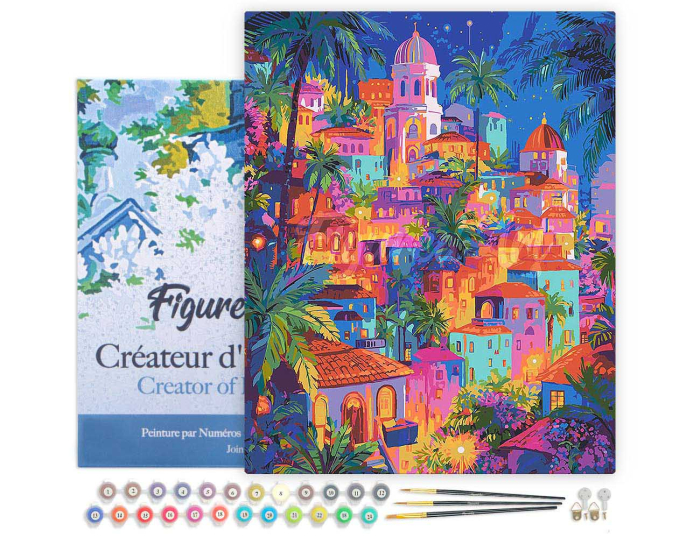 Set pictura pe numere, cu sasiu, Oras tropical de vis, 40x50 cm [2]