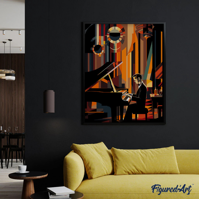 Set pictura pe numere, cu sasiu, Pianist - Art Déco, 40x50 cm [3]