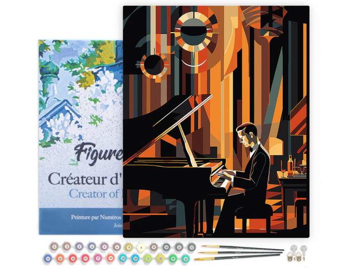 Set pictura pe numere, cu sasiu, Pianist - Art Déco, 40x50 cm [2]