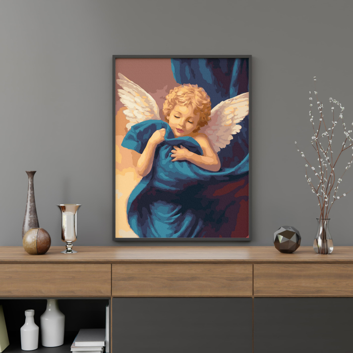 Set pictura pe numere, cu sasiu, Inger pazitor, 40x50 cm [4]