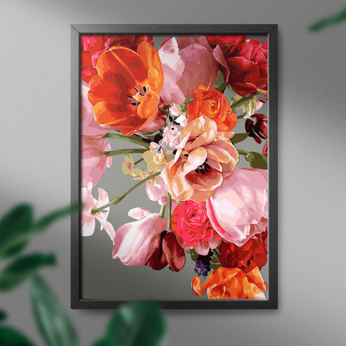 Set pictura pe numere, cu sasiu, Lalele roz, 40x50 cm [3]