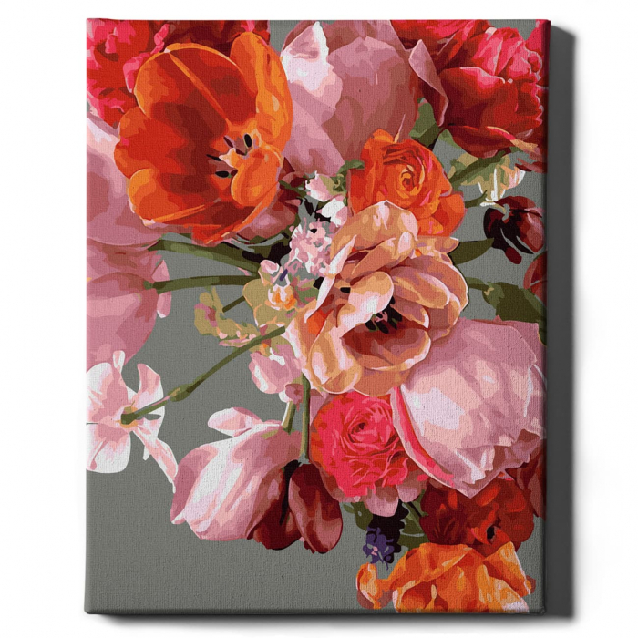 Set pictura pe numere, cu sasiu, Lalele roz, 40x50 cm [2]