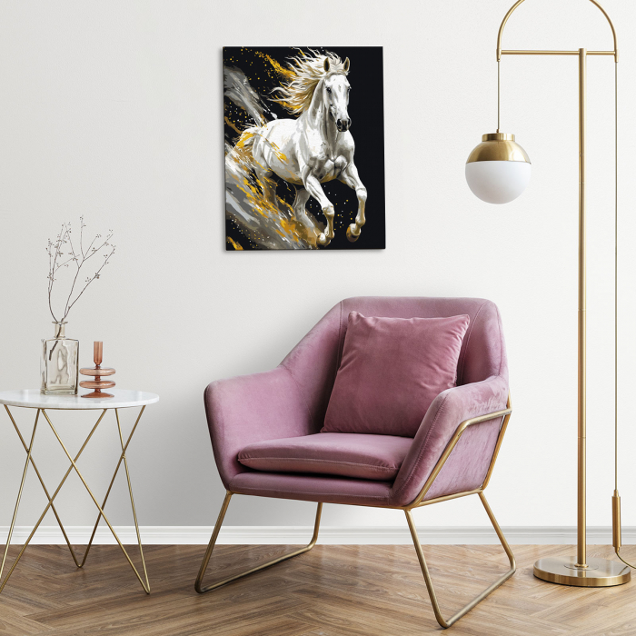 Set pictura pe numere, cu sasiu, Armasar alb, 40x50 cm [4]