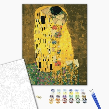 Set pictura pe numere, cu sasiu, Sarutul - Gustav Klimt, 40x50 cm [2]