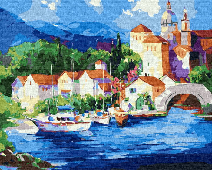 Set pictura pe numere, cu sasiu, La poalele muntelui, 40x50 cm [1]