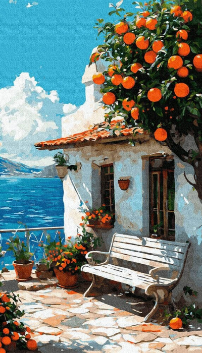 Set pictura pe numere, cu sasiu, Vis cu portocali, 40x70 cm [1]
