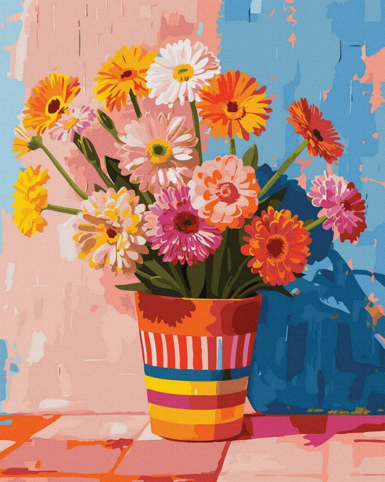 Set pictura pe numere, cu sasiu, Gerbera in Romania, 40x50 cm [1]