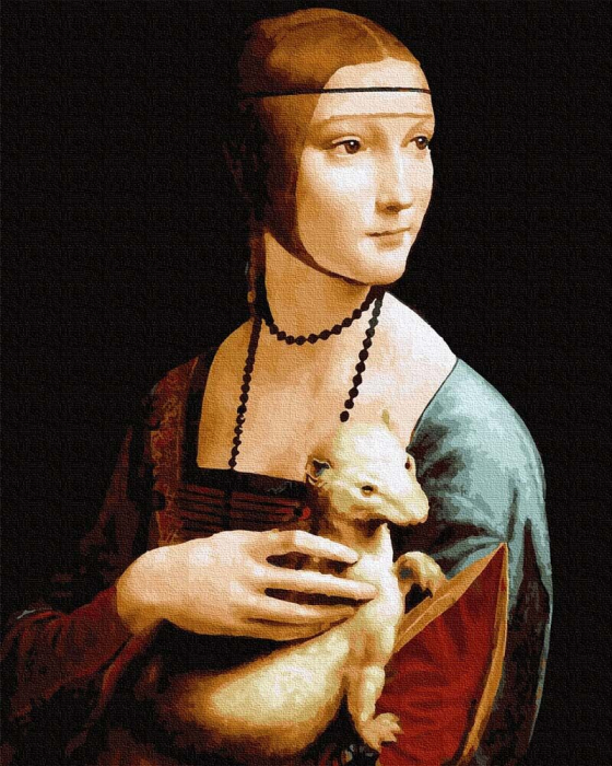 Set pictura pe numere, cu sasiu, Doamna cu hermina - da Vinci, 40x50 cm [1]