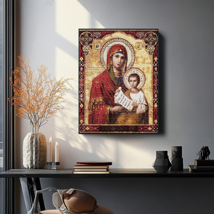 Set pictura pe numere, cu sasiu, Fecioara cu pruncul, 40x50 cm [4]