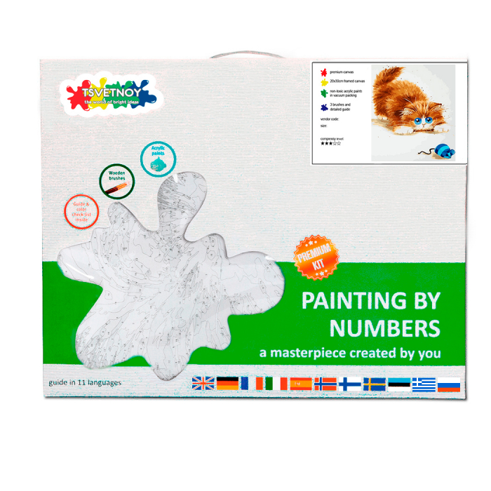 Pictura pe numere, cu sasiu, Soarelece si pisica, 30x40 cm [4]