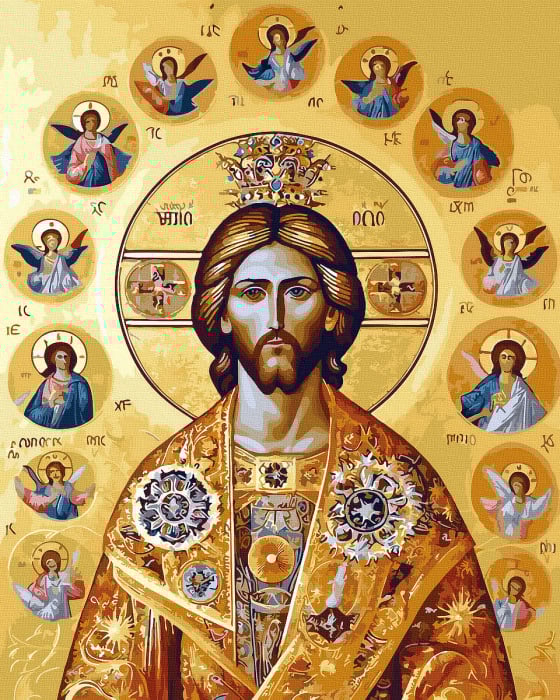 Set pictura pe numere, cu sasiu, Hristos si ingerii, 40x50 cm [1]