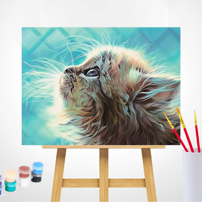 Pictura pe numere, cu sasiu, Kitten in a Dream 40x50 cm [2]