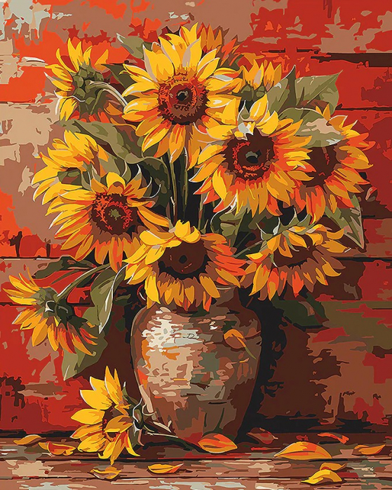 Set pictura pe numere, cu sasiu, Floarea soarelui, toamna, 40x50 cm [1]