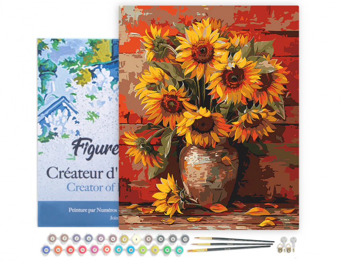Set pictura pe numere, cu sasiu, Floarea soarelui, toamna, 40x50 cm [2]