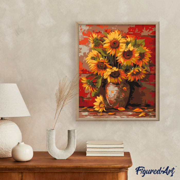 Set pictura pe numere, cu sasiu, Floarea soarelui, toamna, 40x50 cm [3]