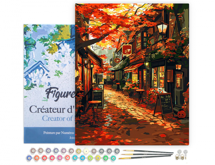 Set pictura pe numere, cu sasiu, Strada cafenelelor, toamna, 40x50 cm [3]