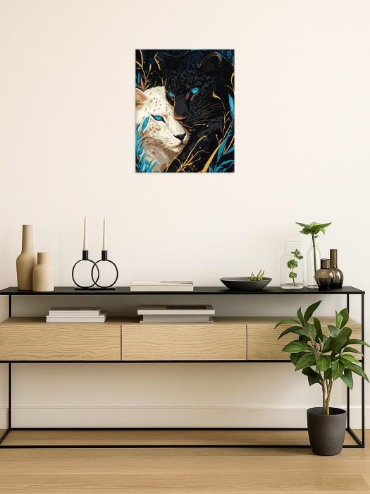 Set pictura pe numere, cu sasiu, Yin si Yang- extra culori metalizate, 40x50 cm [2]