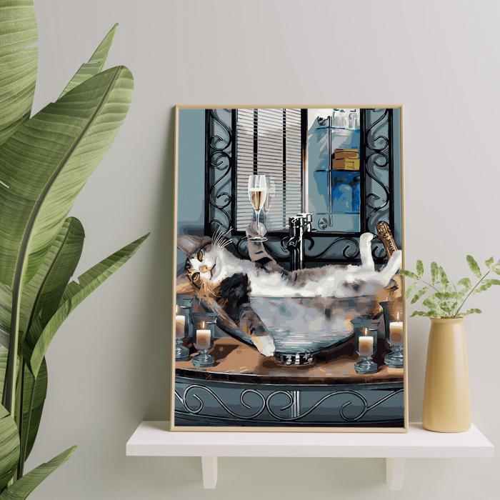 Set pictura pe numere, cu sasiu, Suferind de viata buna, 40x50 cm [4]