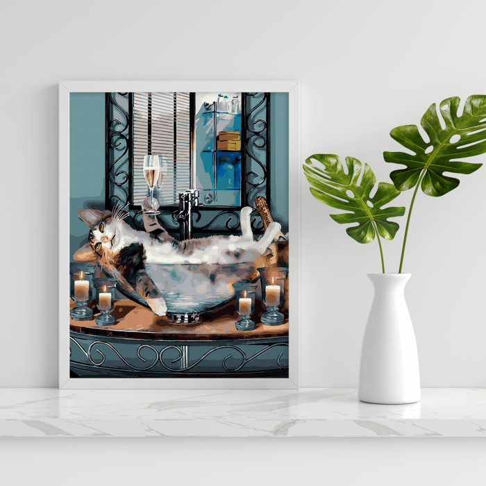 Set pictura pe numere, cu sasiu, Suferind de viata buna, 40x50 cm [3]